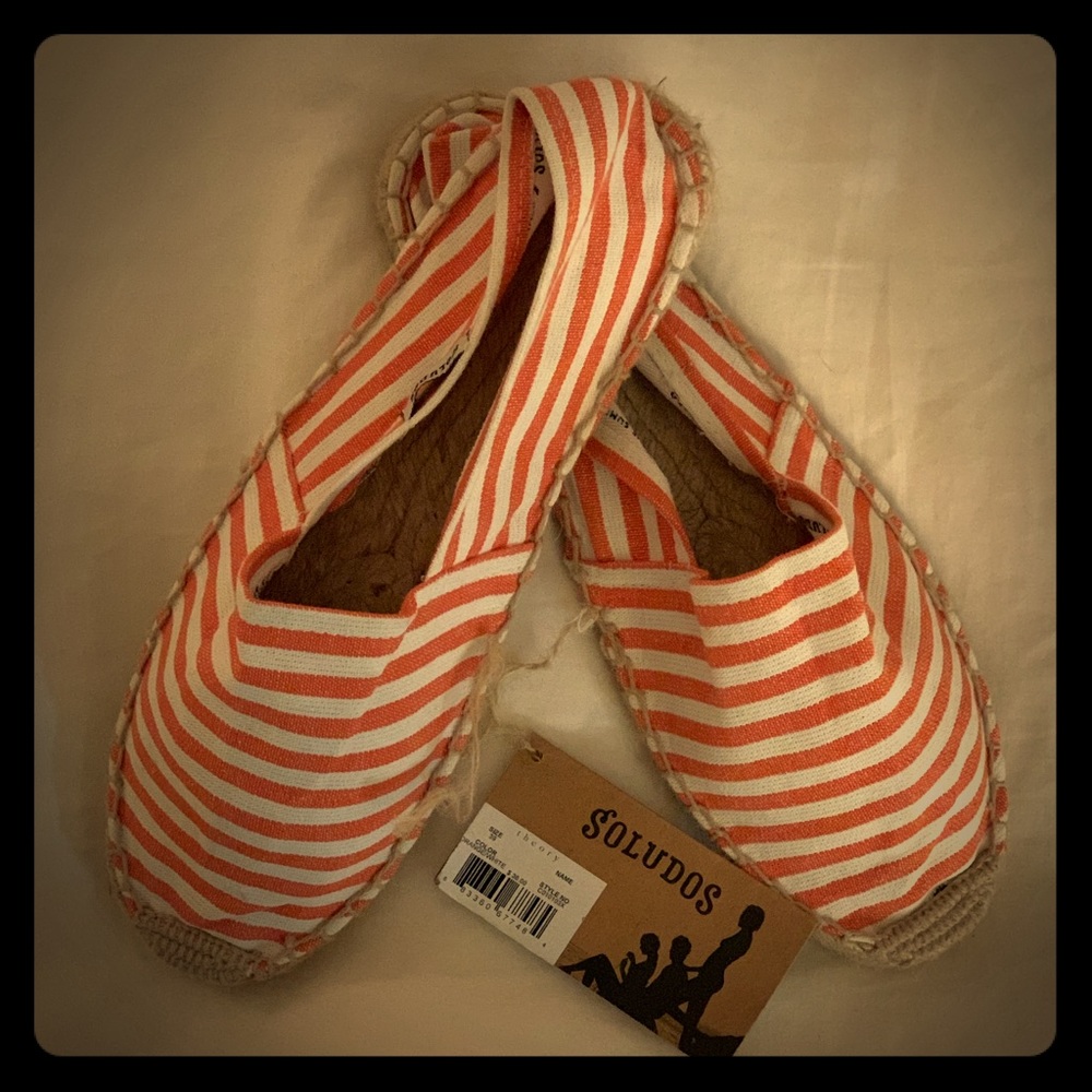 Soludos Orange and White Striped Espadrilles